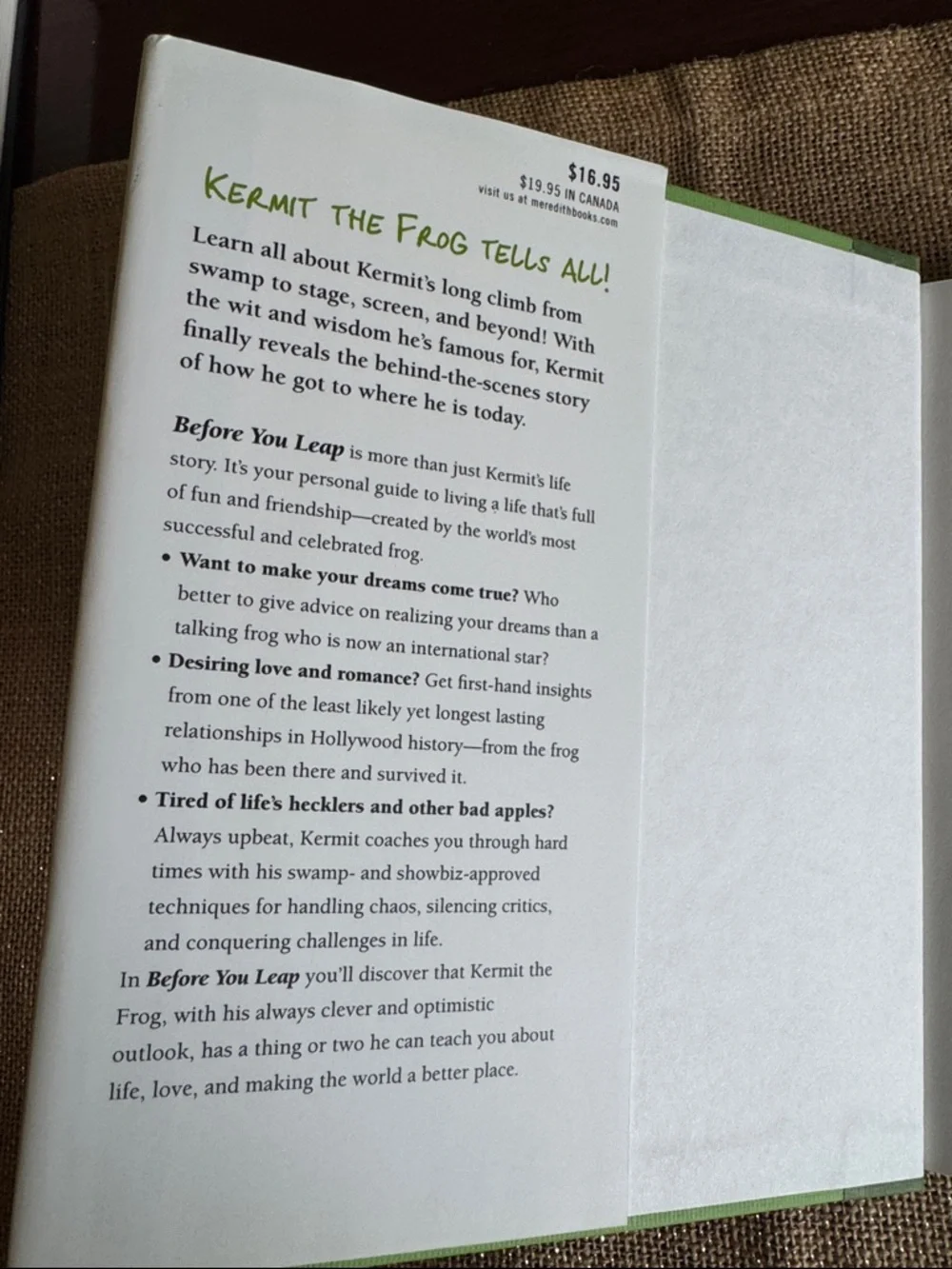 Kermit The Frog Book Before You Leap Life Lessons